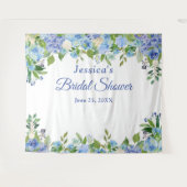 Tenture Blue Hydrangeas Fête des mariées Photo Booth Backd (Devant (Horizontal))