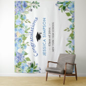 Tenture Blue Hydrangeas Floral Graduation Photo fond (En situation)
