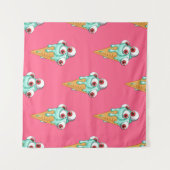 Tenture Blue ice cream with eyes. Pink background. Seamles (Devant (Horizontal))
