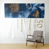 Tenture Blue Modern Floral 50th Anniversary Photo fond (En situation (horizontale))