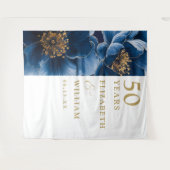 Tenture Blue Modern Floral 50th Anniversary Photo fond (Devant (Horizontal))