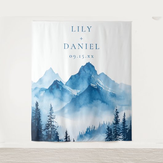 Tenture Blue Mountains Mariage Photo Booth Backdrop (Devant)