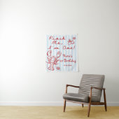Tenture Blue Nautical Lobster 1st Birthday Tapestry (En situation)
