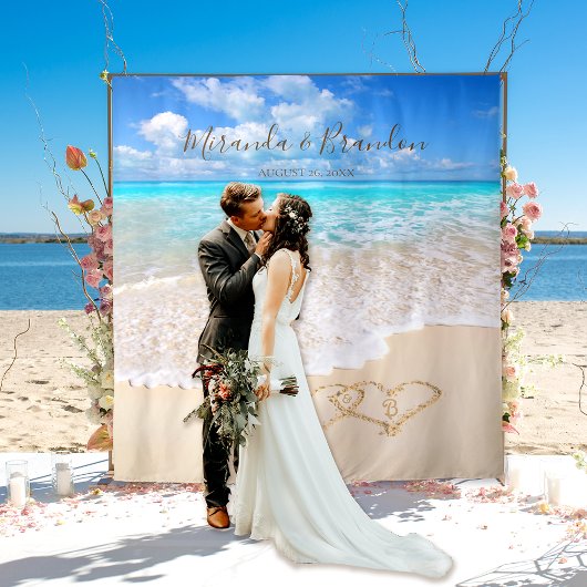 Tenture Blue Ocean Waves Plage tropicale Mariage en toile 