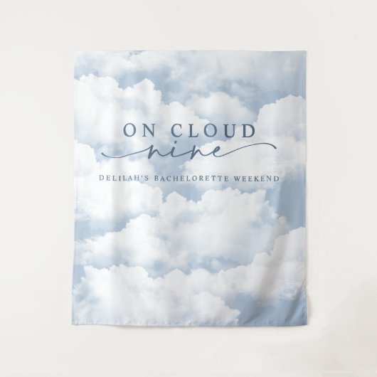 Tenture Blue "On Cloud Nine" Bachelorette Week-end Context (Devant)
