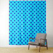 Tenture Blue On Cyan Polka Dots Pattern Design (En situation)