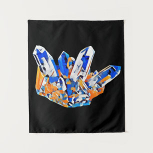 Tenture Blue Orange Crystal Gems Rochers Art Abstrait