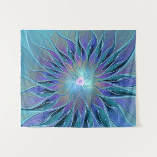 Tenture Blue Purple Flower Dream Abstrait Fractal Art (Devant (Horizontal))