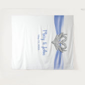 Tenture Blue Ribbon Argent Swans Mariage fond (Devant (Horizontal))