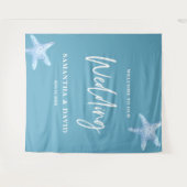 Tenture Blue Sea Wedding Welcome Sign Backdrop (Devant (Horizontal))