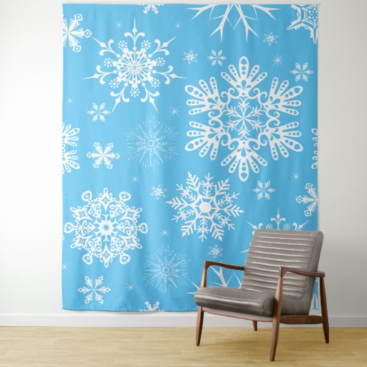 Tenture Blue sky Snowflake motif cadre de Noël (En situation)