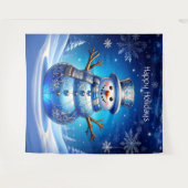 Tenture Blue Snowman Snowflakes Holiday Backdrop (Devant (Horizontal))
