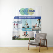 Tenture Blue Social Media Icons Logo Photos QR Promo (En situation)