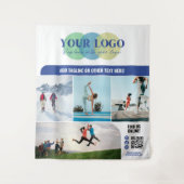 Tenture Blue Social Media Icons Logo Photos QR Promo (Devant)