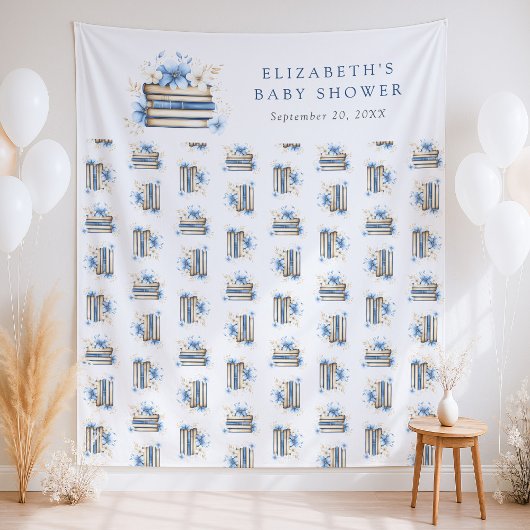 Tenture Blue Storybook Baby Shower Backdrop