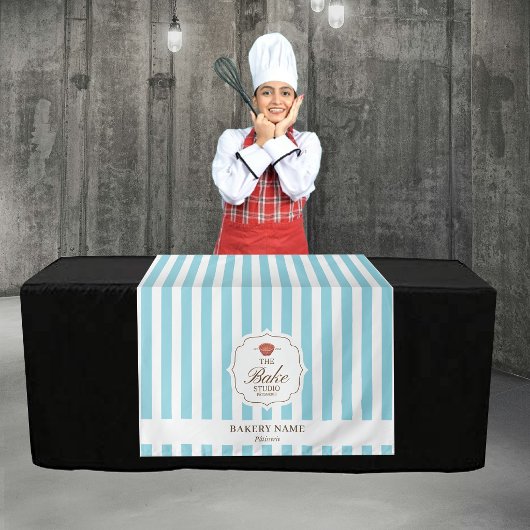 Tenture Blue Stripes Logo Table Pop Up Shop Vendor Runner