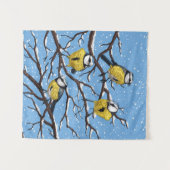 Tenture Blue tit birds en hiver (Devant (Horizontal))