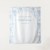 Tenture Blue Toile Porcelain Floral Bridal Shower Backdrop (Devant)
