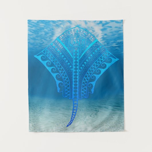 Tenture Blue Tribal Stingray (Devant)