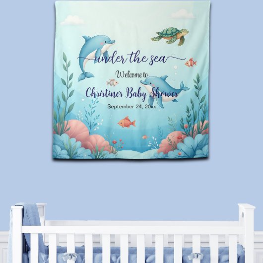 Tenture Blue Under the Sea Baby shower Accueil