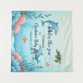 Tenture Blue Under the Sea Baby shower Accueil (Devant (Horizontal))
