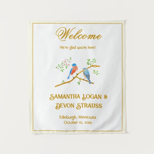 Tenture Bluebirds Wedding Backdrop (Devant)