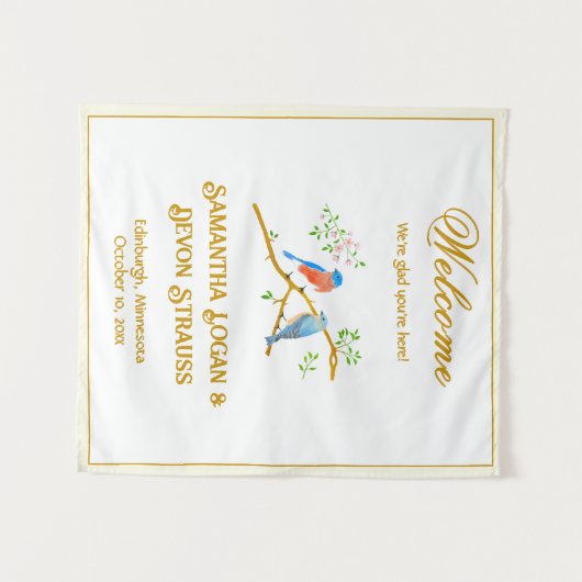 Tenture Bluebirds Wedding Backdrop (Devant (Horizontal))