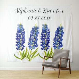 Tenture Bluebonnets Blue Floral Texas Mariage Photo Booth