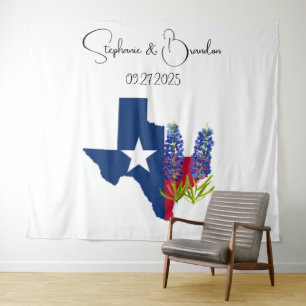 Tenture Bluebonnets Blue Floral Texas Mariage Photo Booth