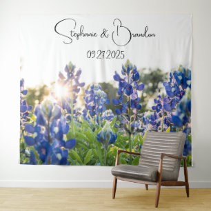 Tenture Bluebonnets Blue Floral Texas Mariage Photo Booth