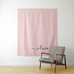 Tenture Blush Dusty rose moderne Script Girl Monogramme No