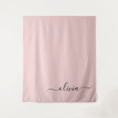 Tenture Blush Dusty rose moderne Script Girl Monogramme No (Devant)