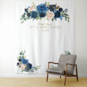 Tenture Blush Fleurs Bleu 18e Anniversaire Accessoire de P (En situation)