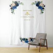 Tenture Blush Fleurs Bleues Communion Solennelle Accessoir (En situation)