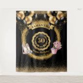 Tenture Blush High Heels Gold Balloons 50e fête d'annivers (Devant)