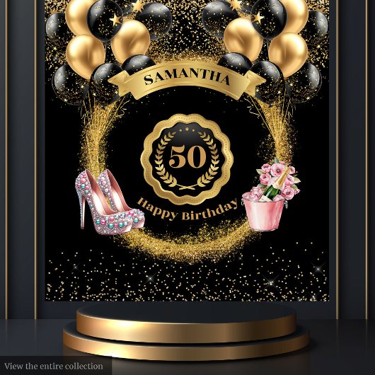 Tenture Blush High Heels Gold Parties scintillant 50e Anni