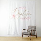 Tenture Blush Pink Bow Girl Baptism Photo Backdrop Welcome (En situation)
