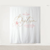 Tenture Blush Pink Bow Girl Baptism Photo Backdrop Welcome (Devant)