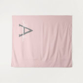 Tenture Blush Pink Grey Modern Script Girly Monogram (Devant (Horizontal))