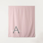 Tenture Blush Pink Grey Modern Script Girly Monogram (Devant)