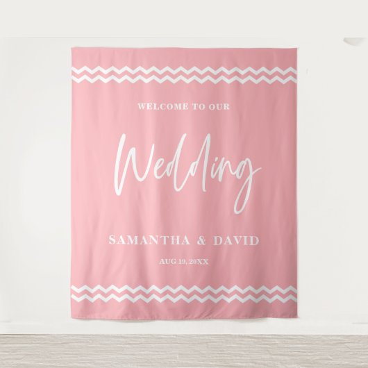 Tenture Blush Pink Wedding Welcome Sign Backdrop (Devant)