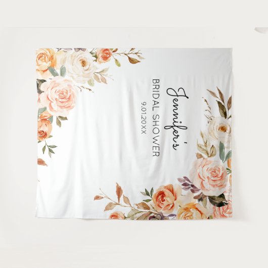 Tenture Blush Rose & Pêche Fleurs Mariage ou Fête (Devant (Horizontal))