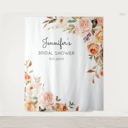 Tenture Blush Rose & Pêche Fleurs Mariage ou Fête (Devant)