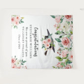 Tenture Blush & White Floral Graduation Congratulations (Devant (Horizontal))