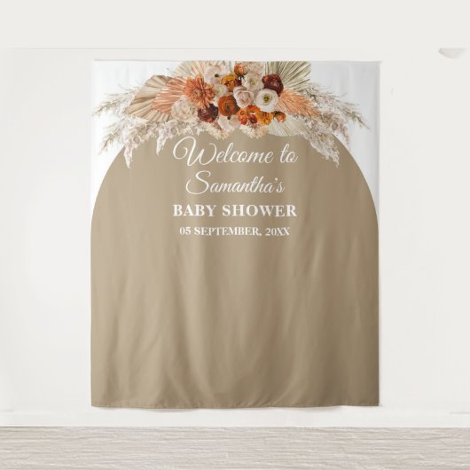 Tenture Bohème bébé shower orange brûlé bordeaux (Devant)