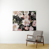 Tenture bohème chic rose pâle fleurs sombres floral (En situation (horizontale))