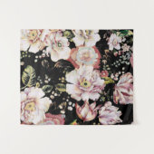 Tenture bohème chic rose pâle fleurs sombres floral (Devant (Horizontal))