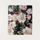 Tenture bohème chic rose pâle fleurs sombres floral (Devant)