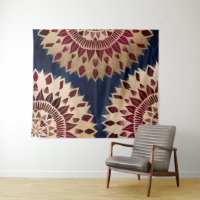 Bohême Gold Navy Bourgogne main tiré Mandala