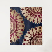 Tenture Bohême Gold Navy Bourgogne main tiré Mandala (Devant)